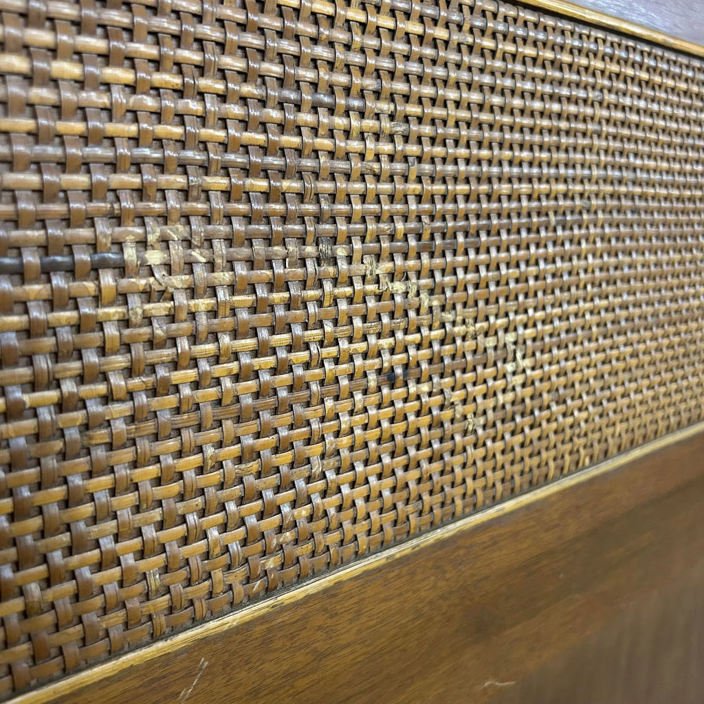 Mid Century Modern Wood and Cane Full Size Headboard