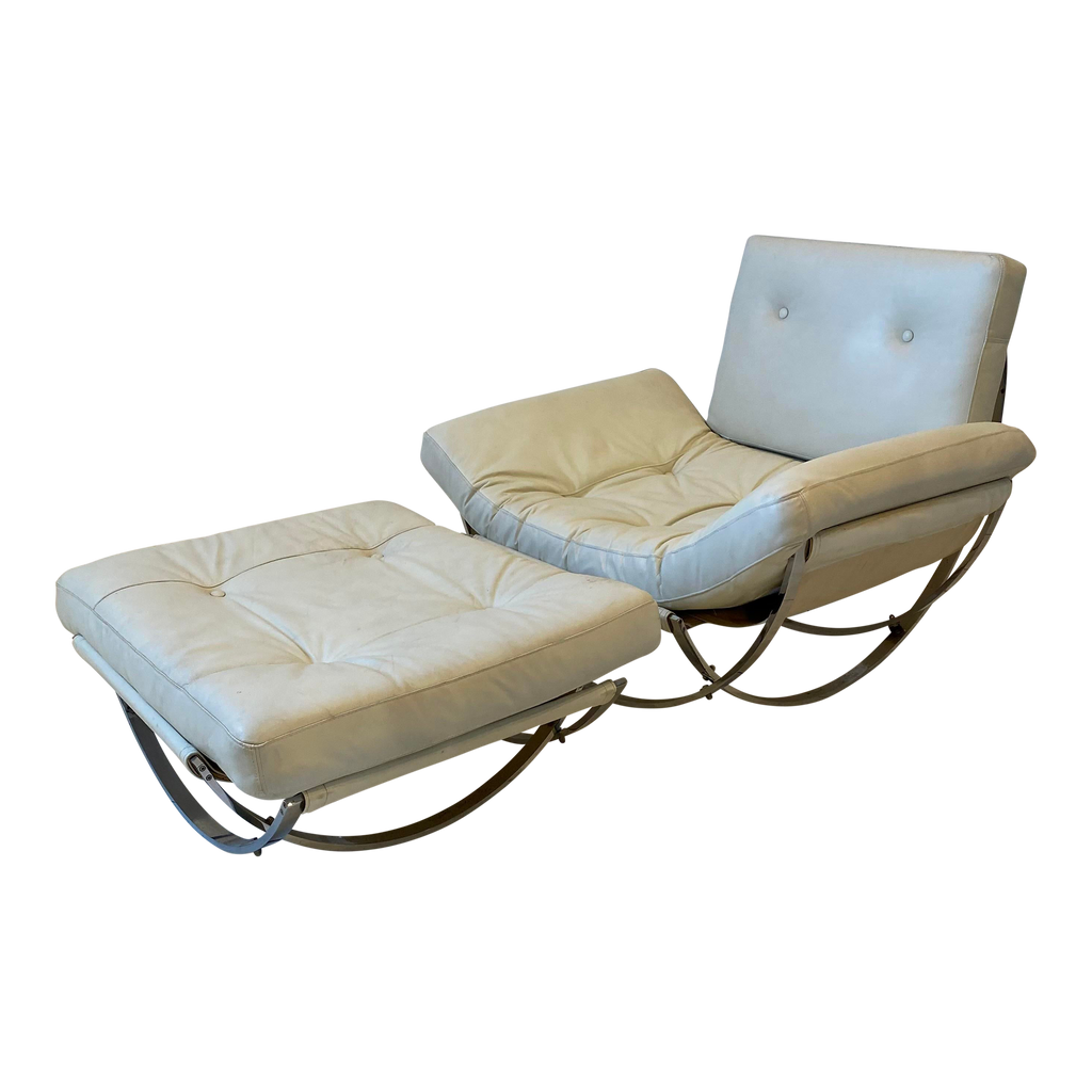 Stendig Italian Chrome Lounge Chair and Ottoman