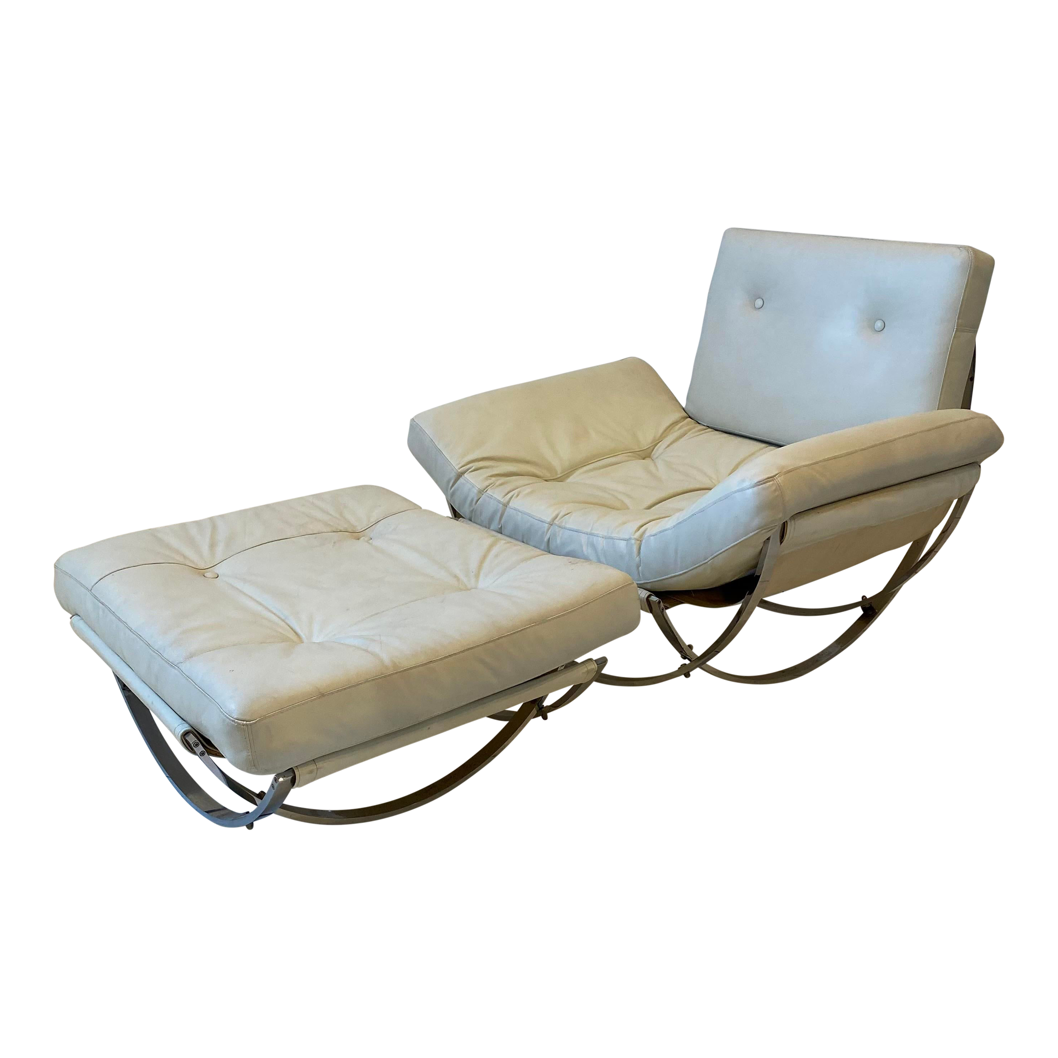Stendig Italian Chrome Lounge Chair and Ottoman
