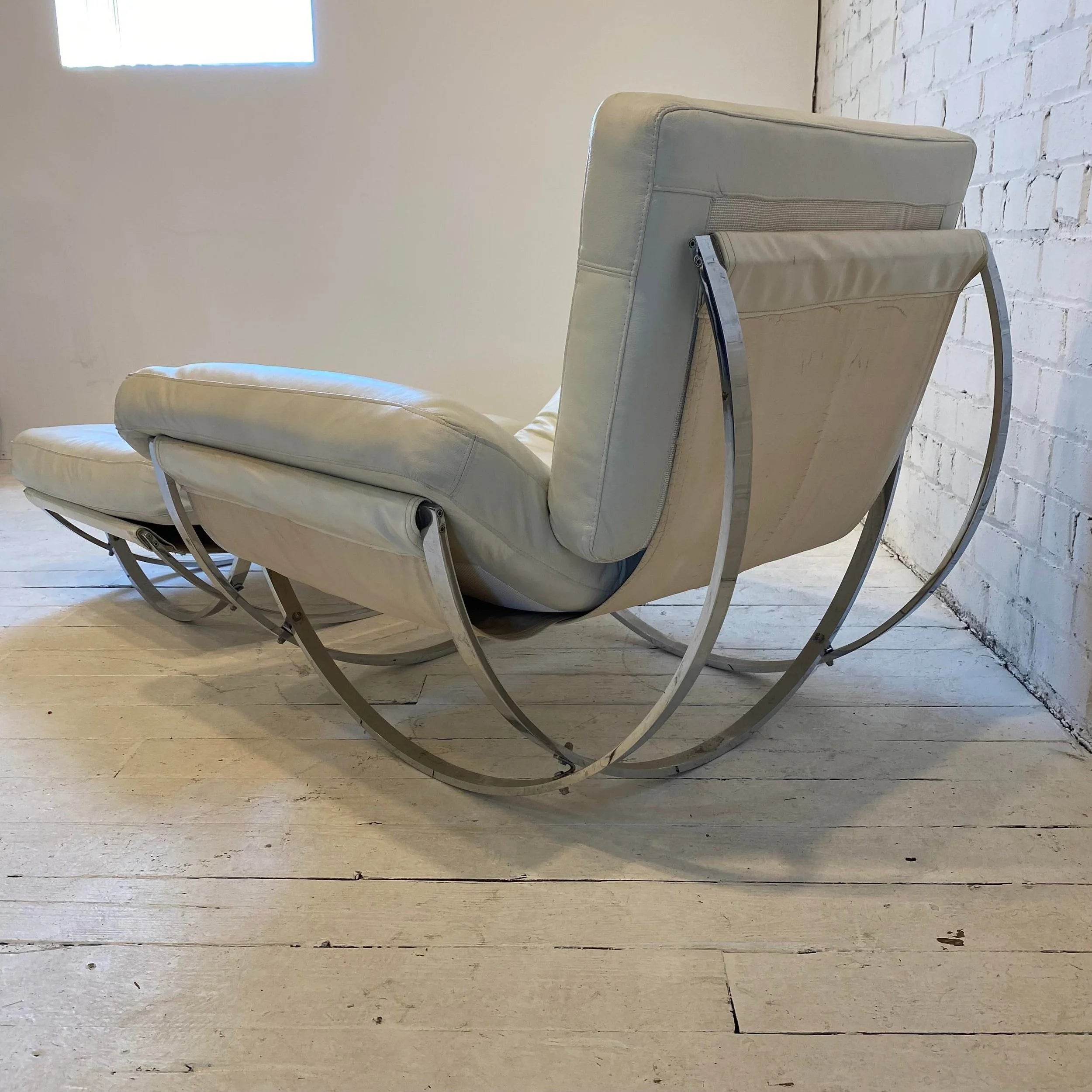 Stendig Italian Chrome Lounge Chair and Ottoman