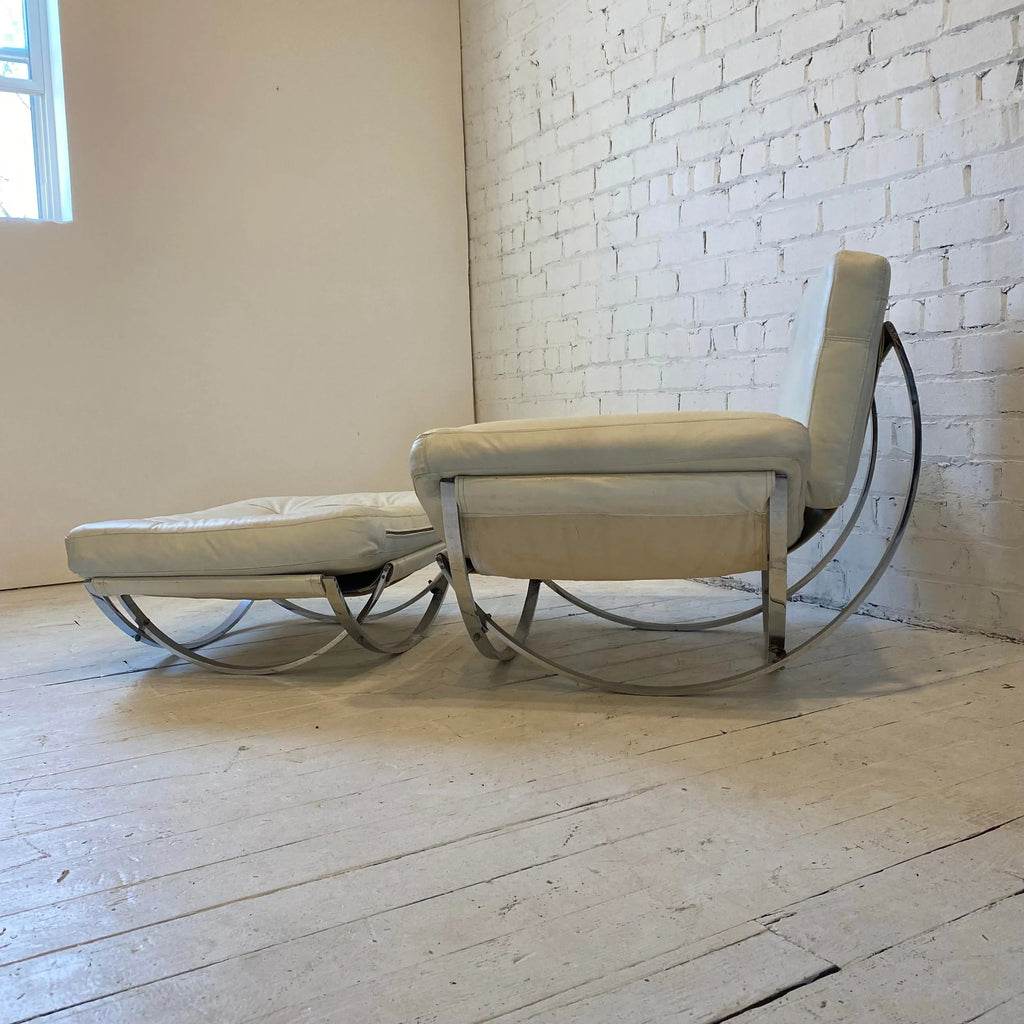 Stendig Italian Chrome Lounge Chair and Ottoman