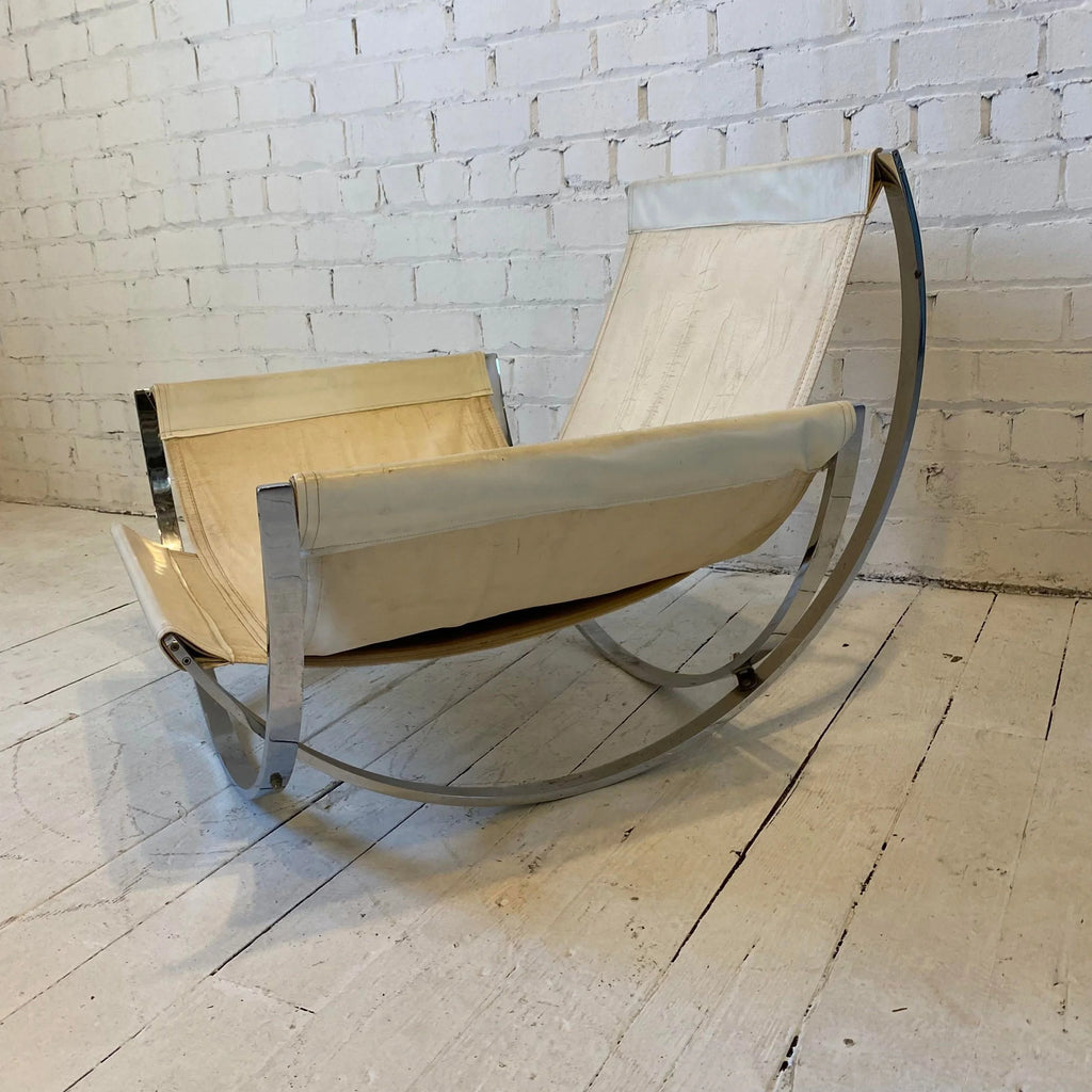 Stendig Italian Chrome Lounge Chair and Ottoman