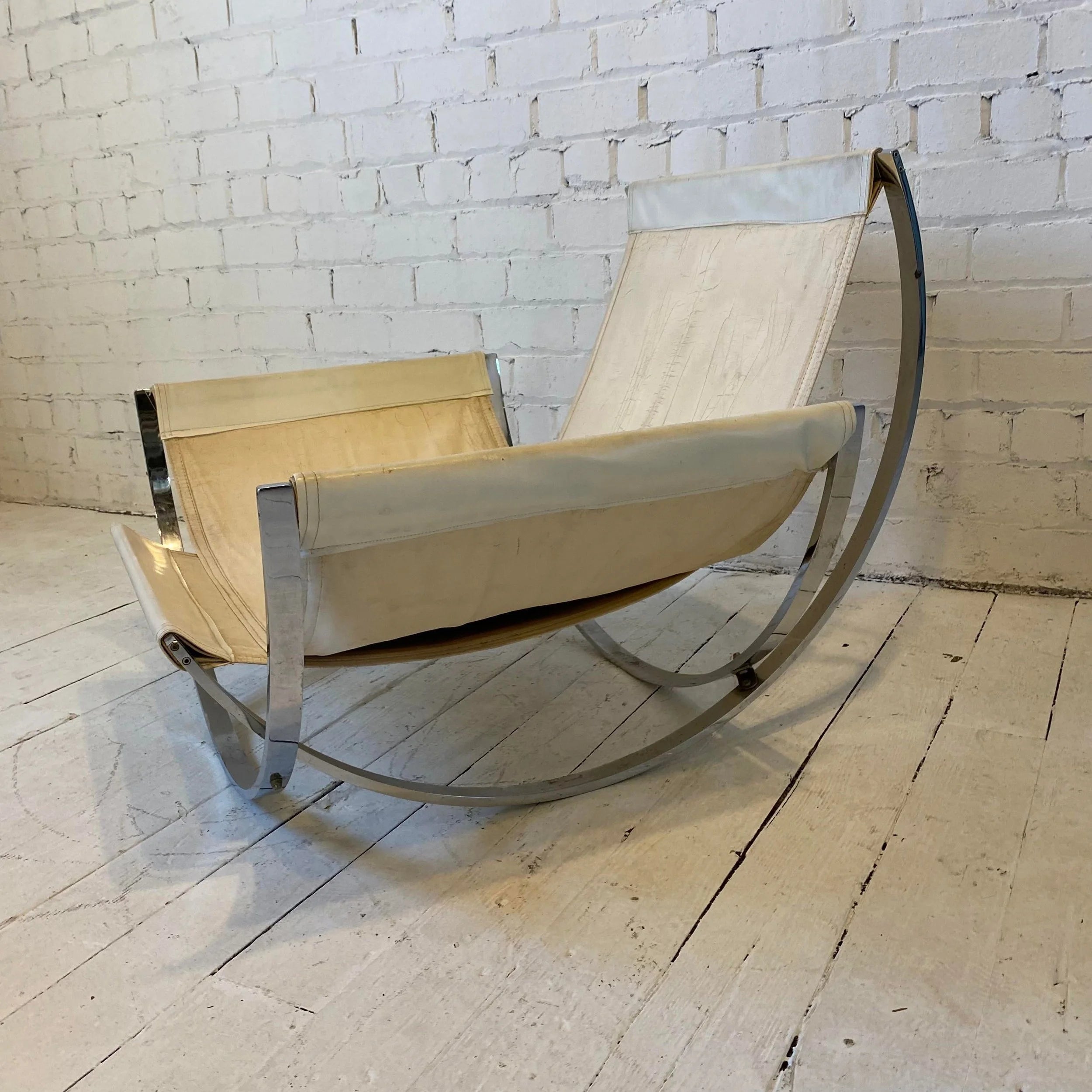 Stendig Italian Chrome Lounge Chair and Ottoman