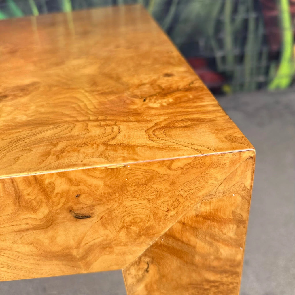 Milo Baughman Burlwood Dining Table Olive Wood