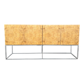 Milo Baughman Burlwood Olive Wood and Thin Chrome Base Credenza