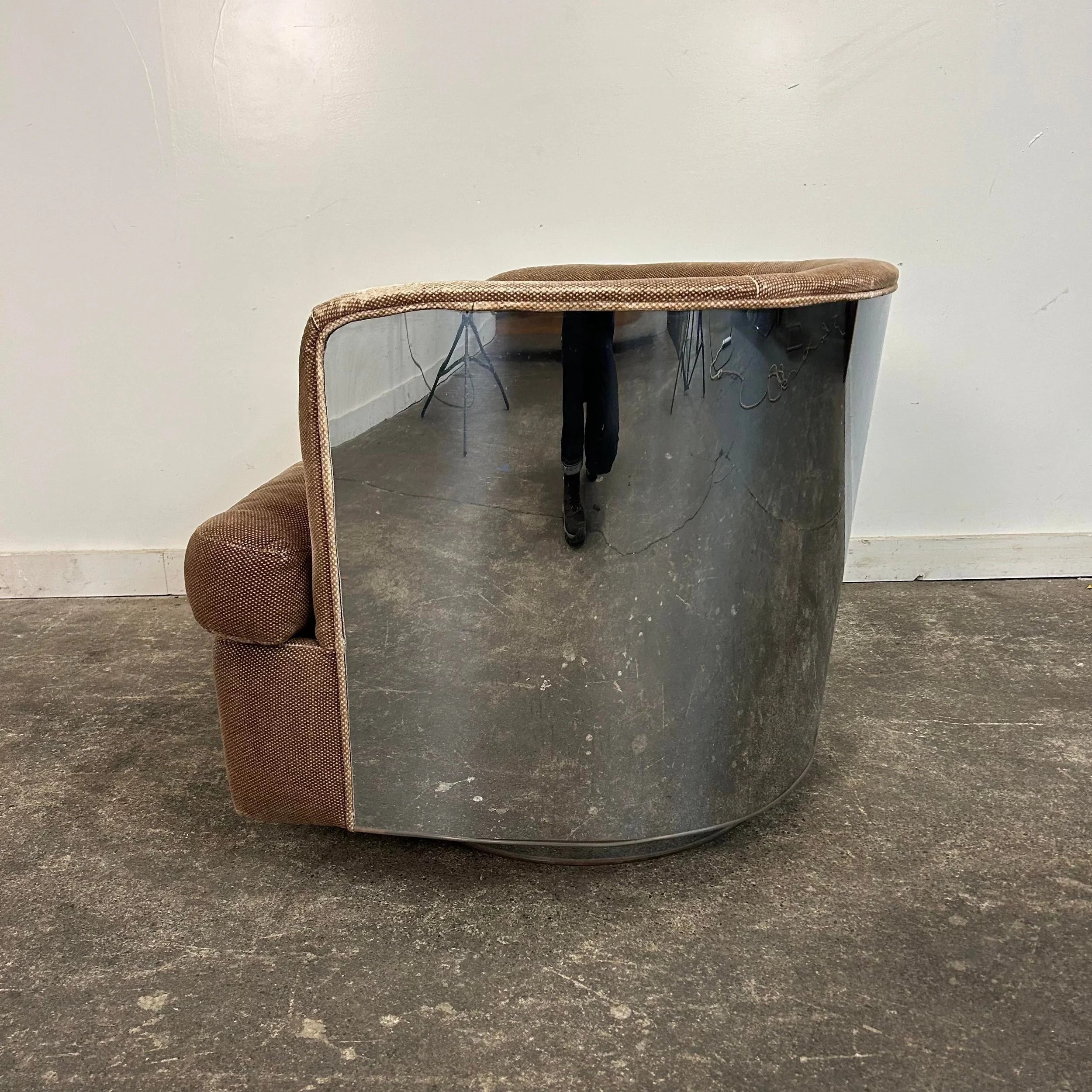 Milo Baughman Chrome Club Chair on Swivel Rock Base