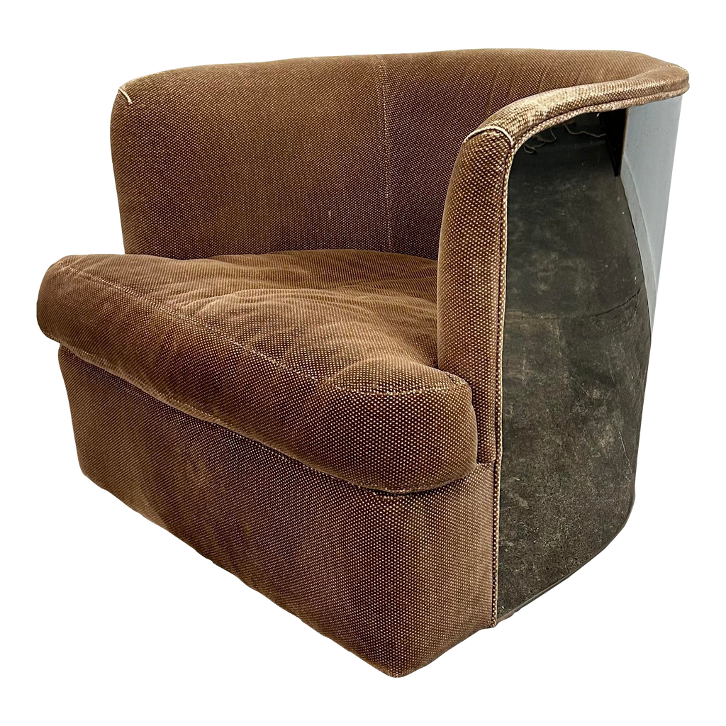 Milo Baughman Chrome Club Chair on Swivel Rock Base