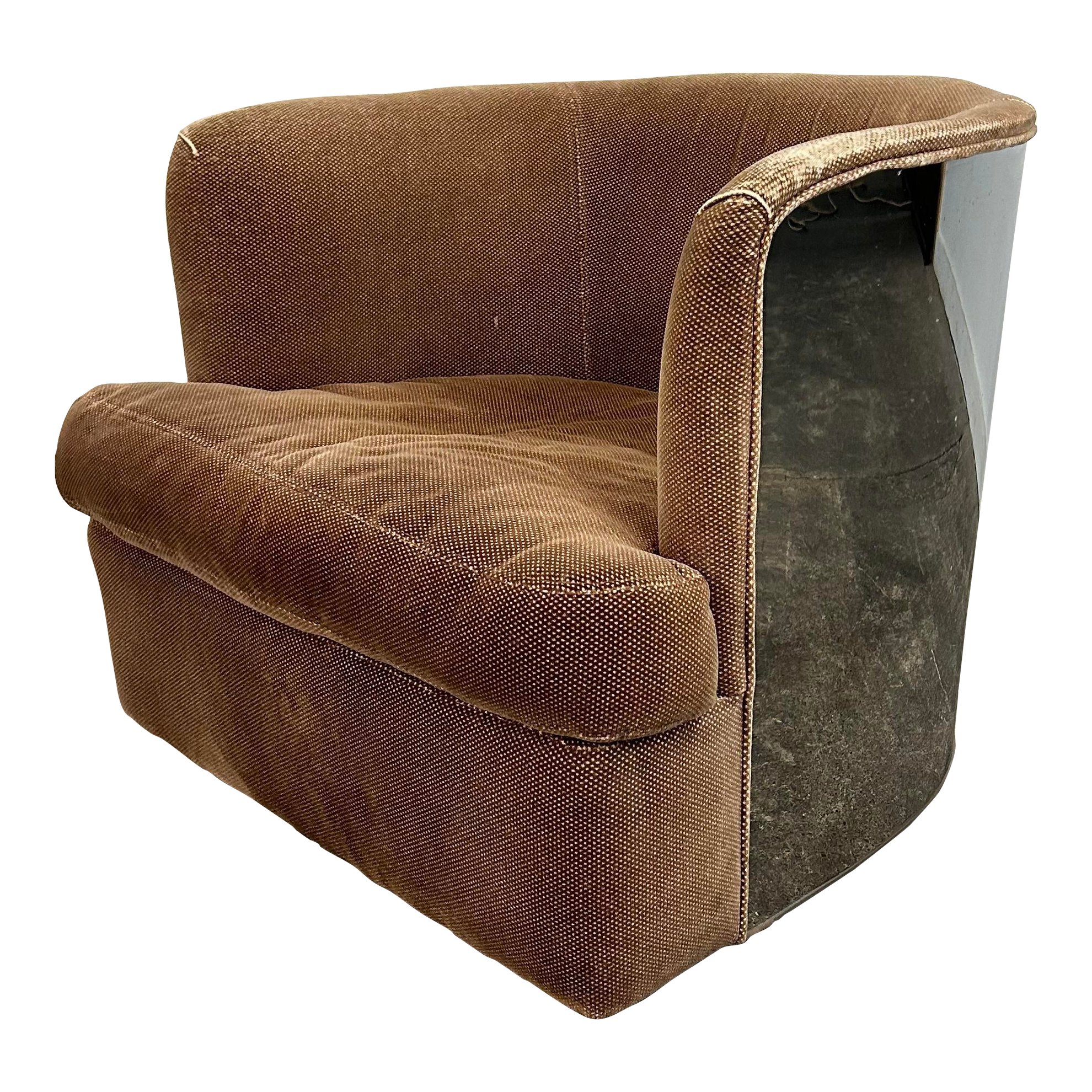 Milo Baughman Chrome Club Chair on Swivel Rock Base