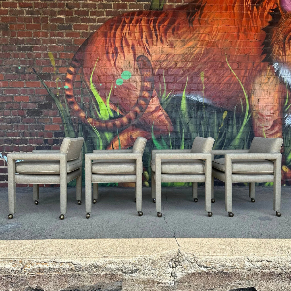 Set of Four Milo Baughman for Thayer Coggin Dining Chairs on Casters