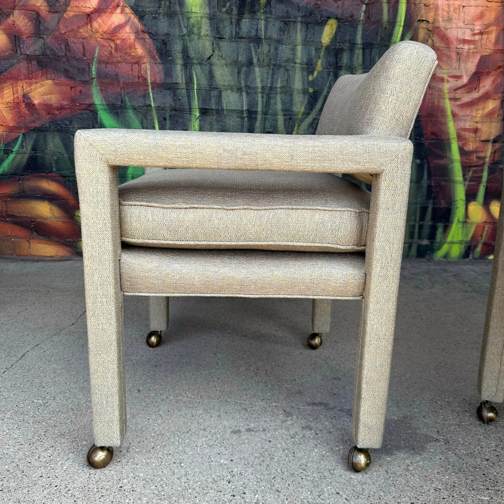 Set of Four Milo Baughman for Thayer Coggin Dining Chairs on Casters