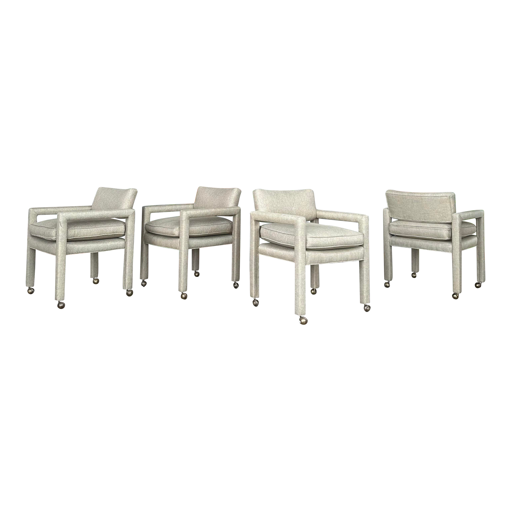 Set of Four Milo Baughman for Thayer Coggin Dining Chairs on Casters