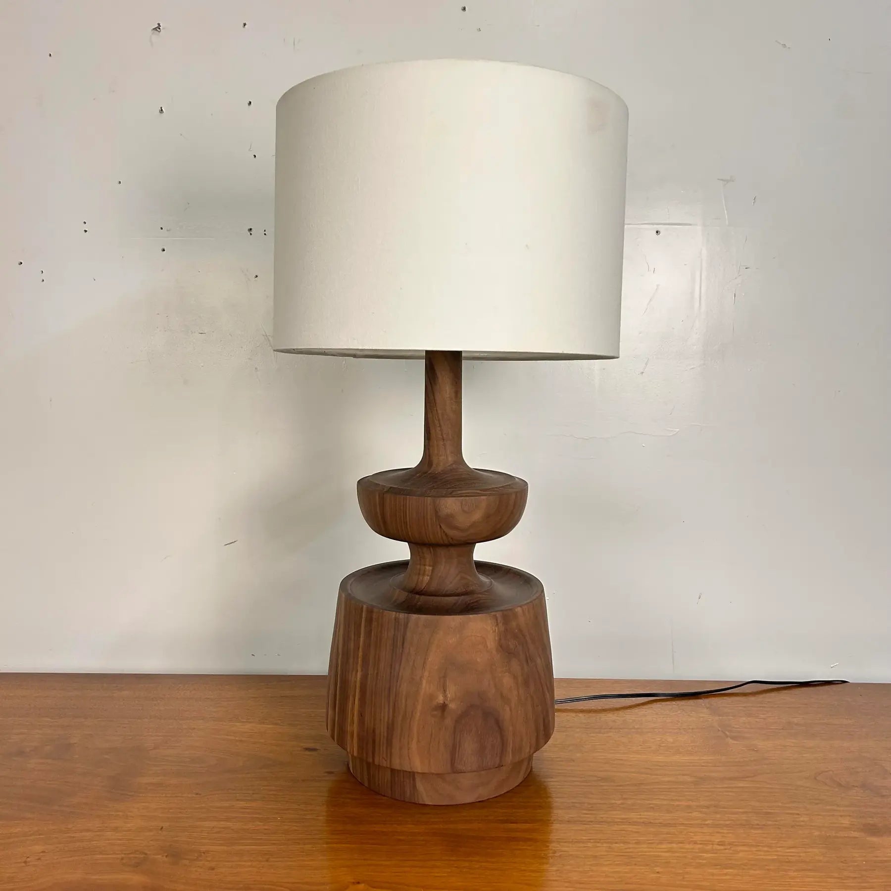 "Model D" Studio-Made Turned Walnut Table Lamp Michael Rozell