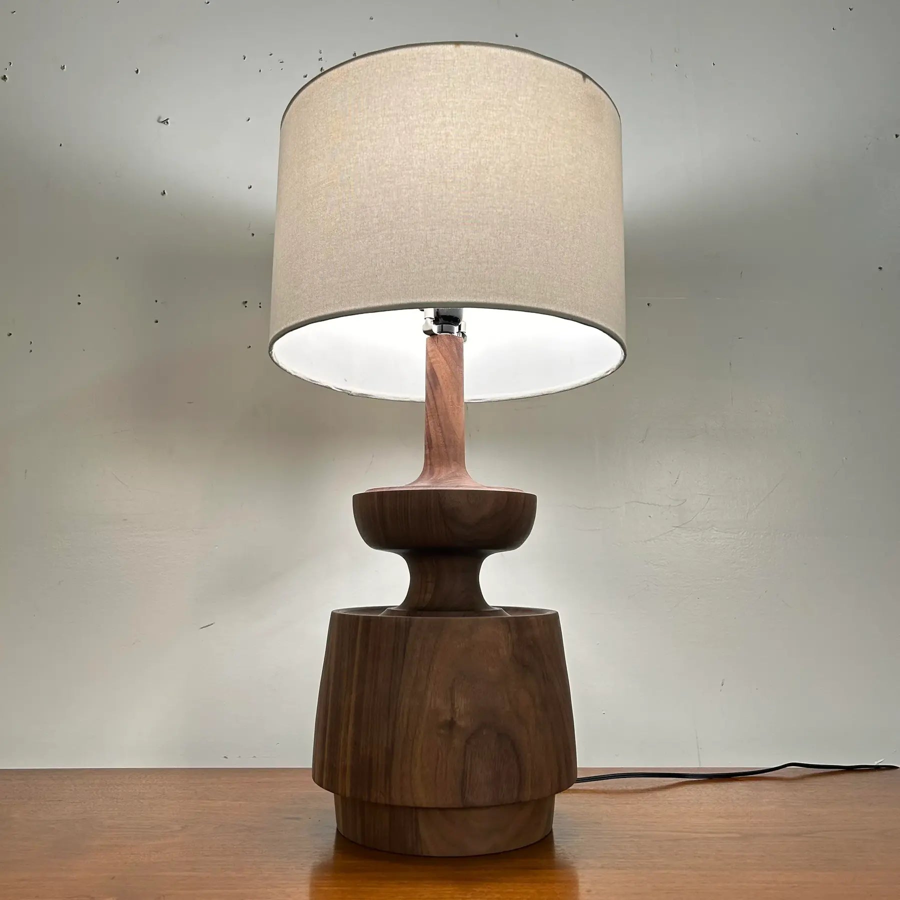 "Model D" Studio-Made Turned Walnut Table Lamp Michael Rozell