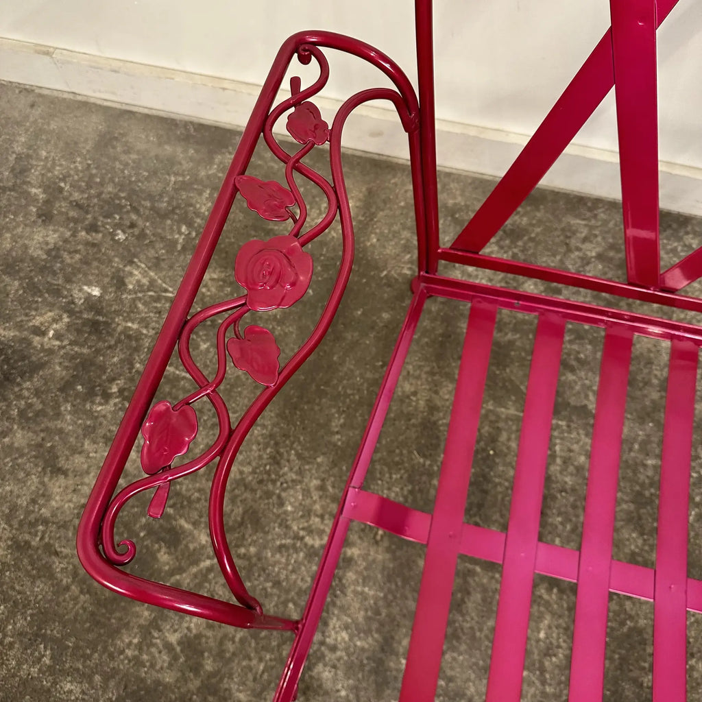 Newly Powder Coated Woodard Chantilly Rose Wrought Iron Outdoor Lounge Chair