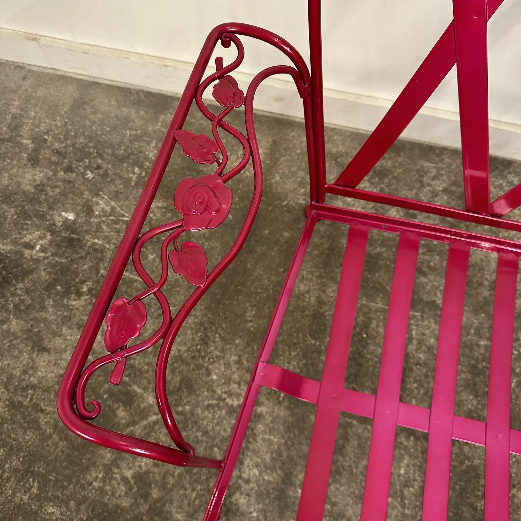 Newly Powder Coated Woodard Chantilly Rose Wrought Iron Outdoor Lounge Chair