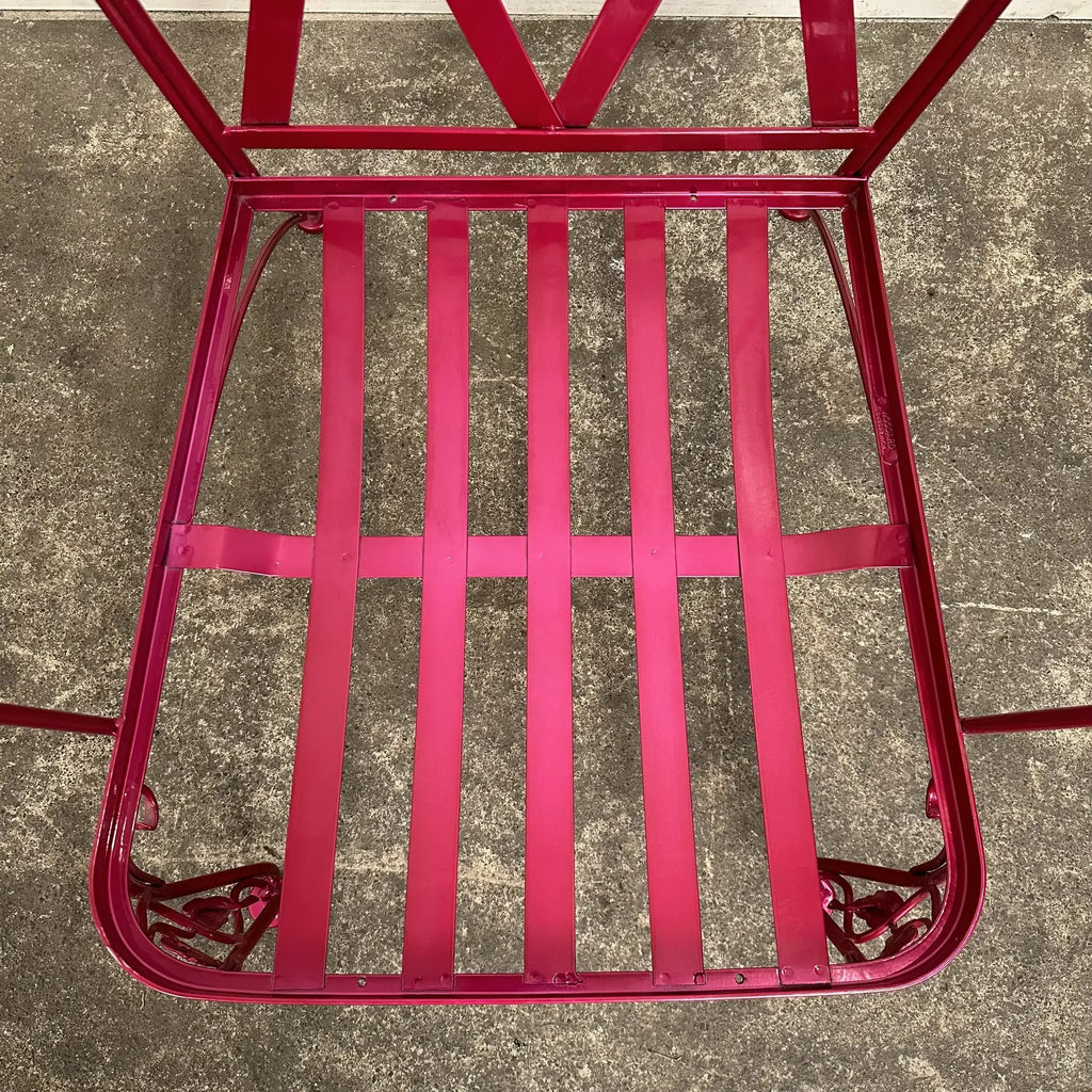 Newly Powder Coated Woodard Chantilly Rose Wrought Iron Outdoor Lounge Chair