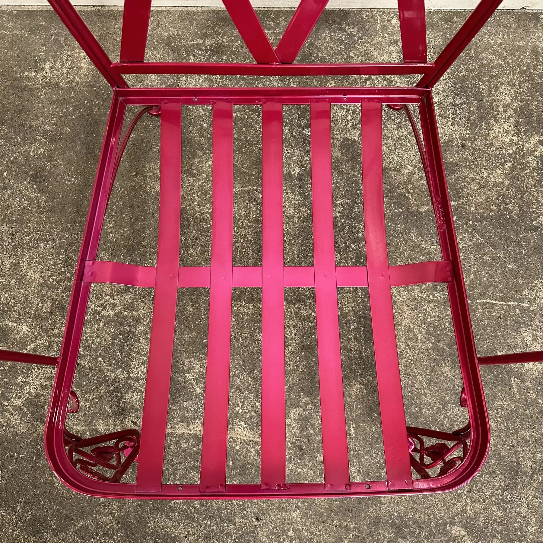 Newly Powder Coated Woodard Chantilly Rose Wrought Iron Outdoor Lounge Chair