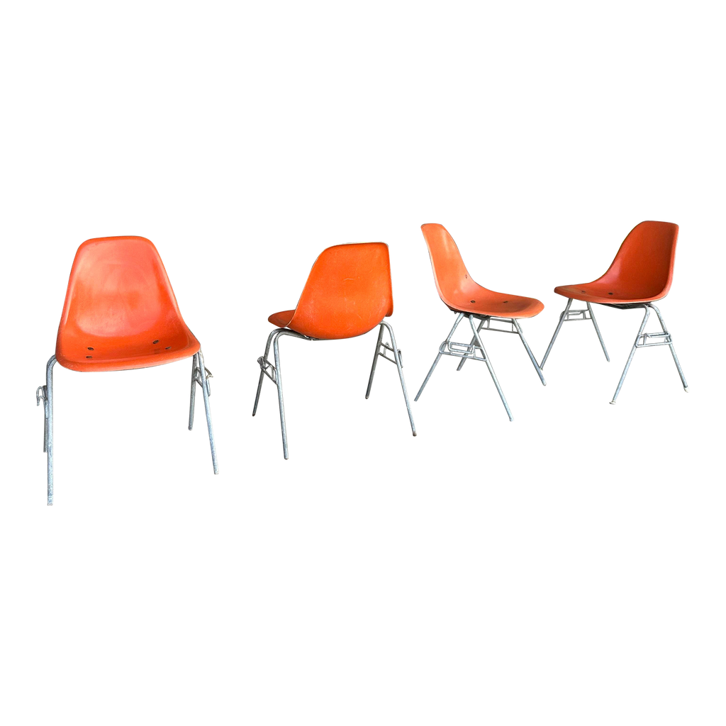 Orange Eames Shell Chairs for Herman Miller
