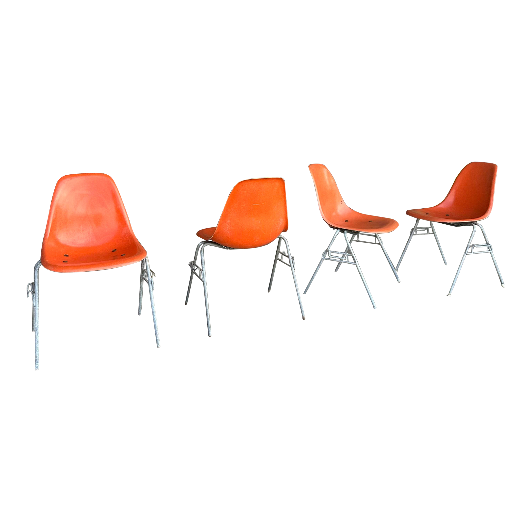 Orange Eames Shell Chairs for Herman Miller