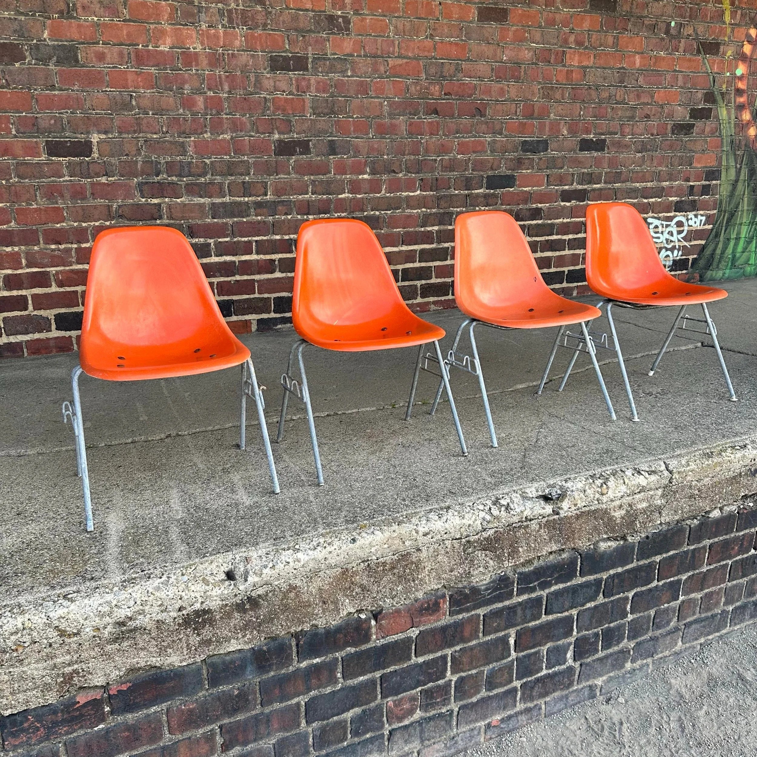 Orange Eames Shell Chairs for Herman Miller