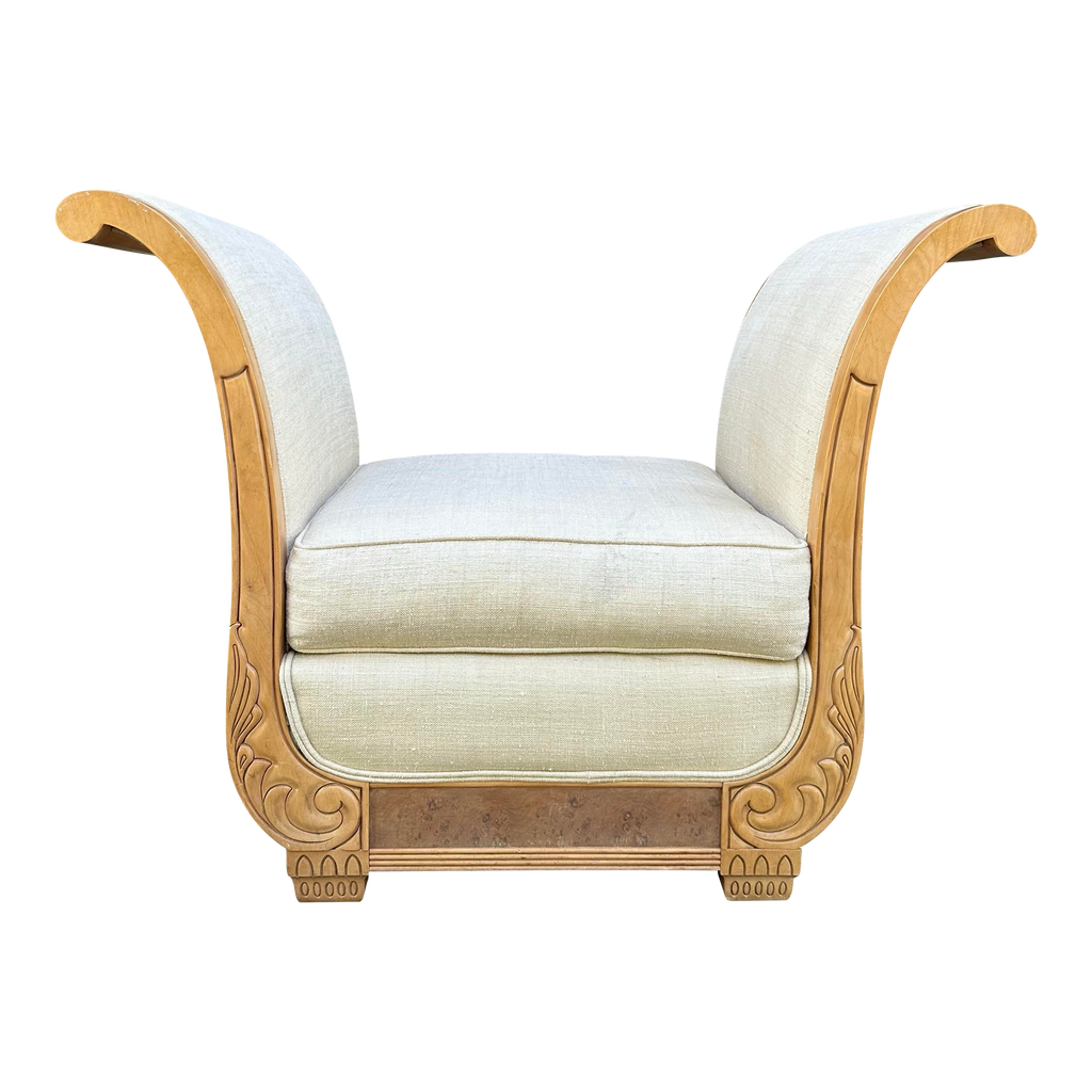 Oversized Sleigh Arm Deco Style Chair Bench