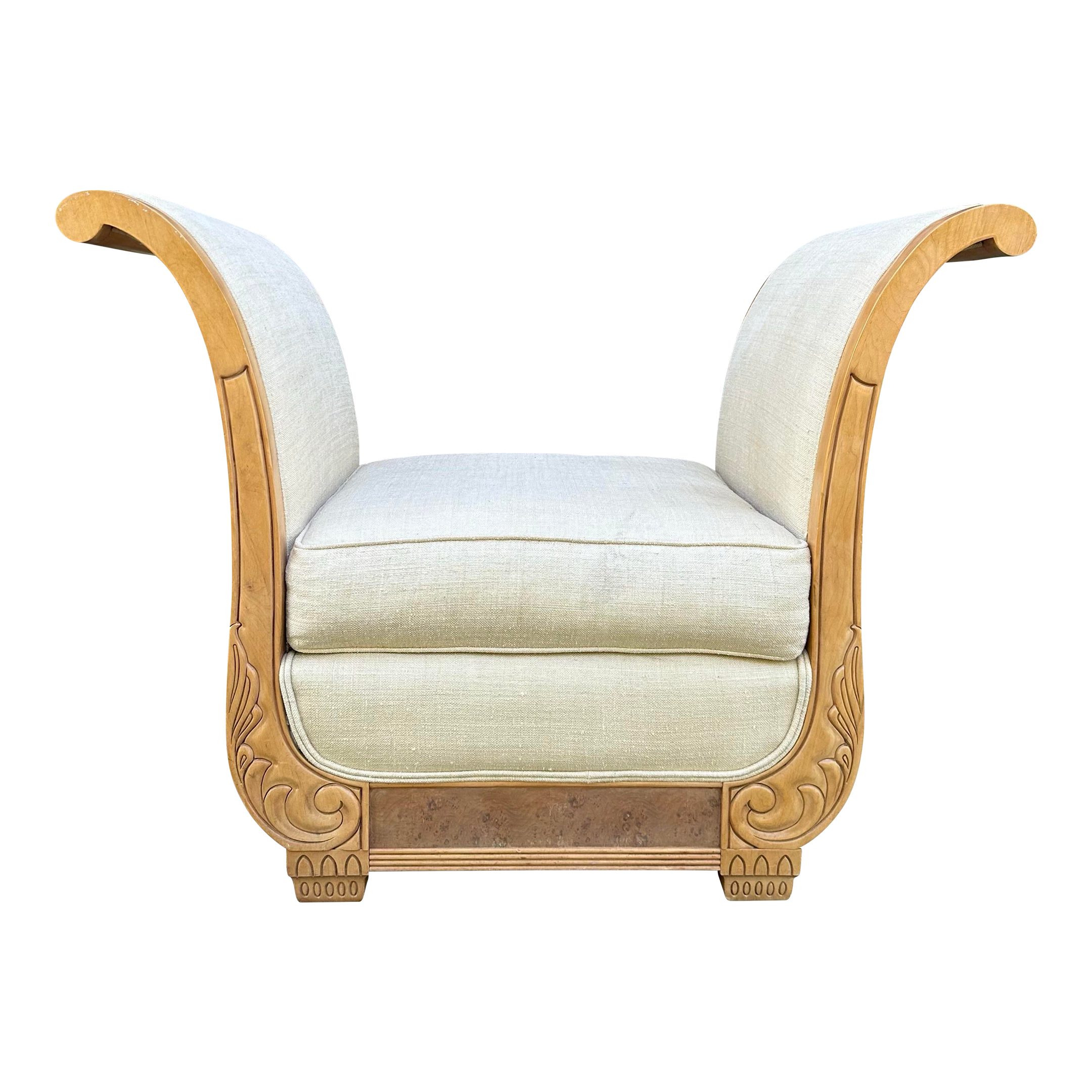 Oversized Sleigh Arm Deco Style Chair Bench