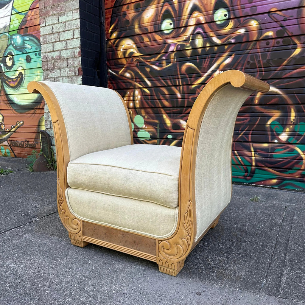 Oversized Sleigh Arm Deco Style Chair Bench