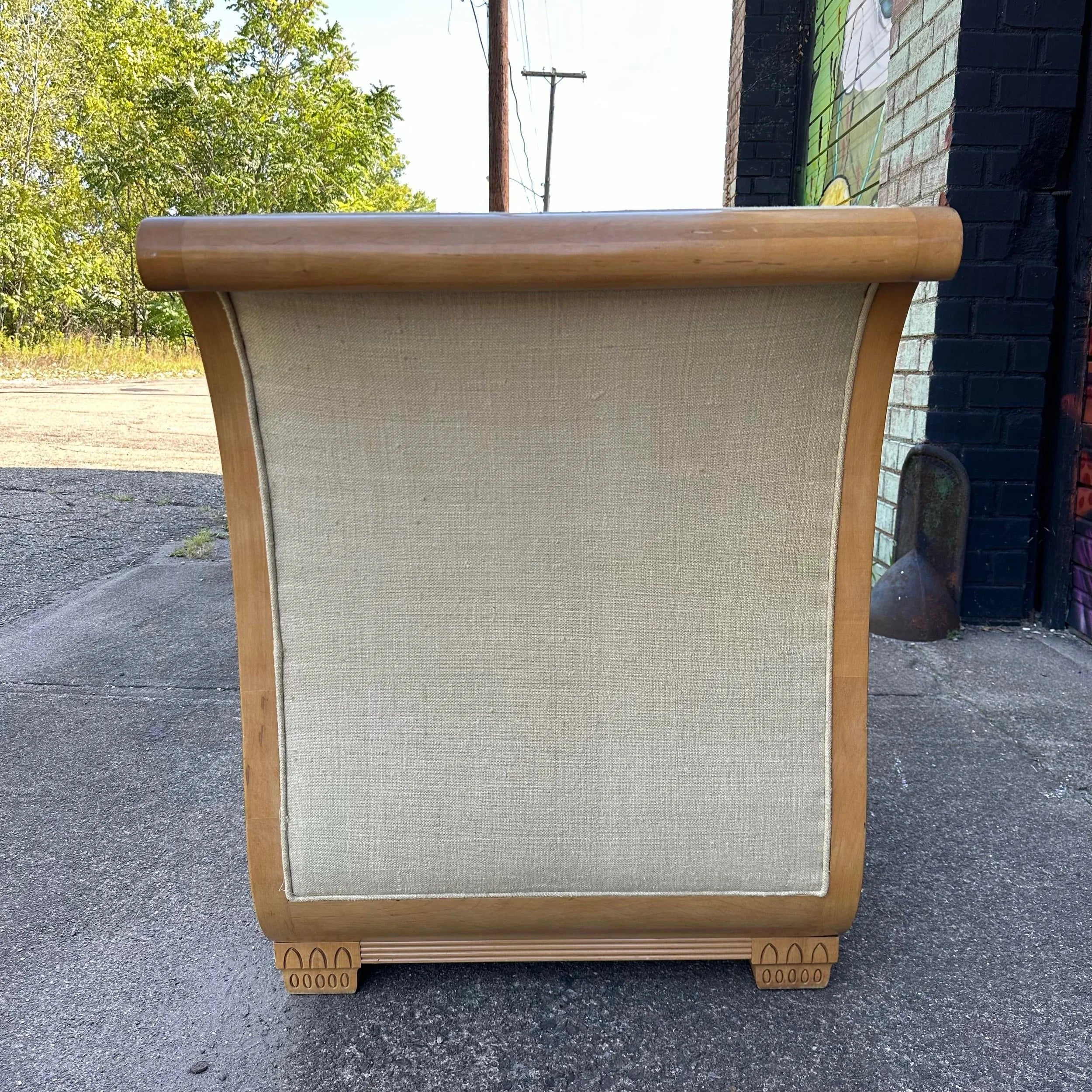 Oversized Sleigh Arm Deco Style Chair Bench
