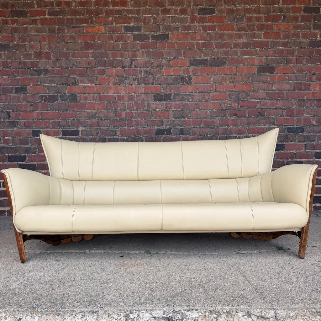 Pacific Green “Moorea” Leather and Palmwood Sofa