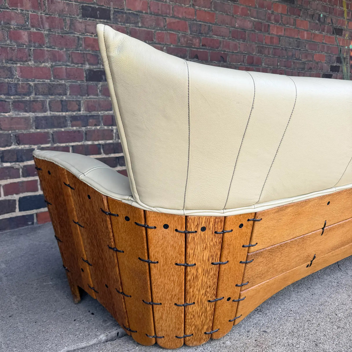 Pacific Green “Moorea” Leather and Palmwood Sofa