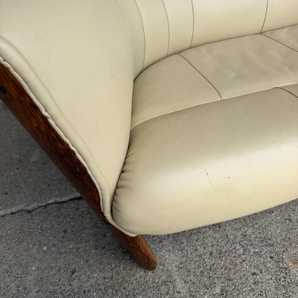 Pacific Green “Moorea” Leather and Palmwood Sofa