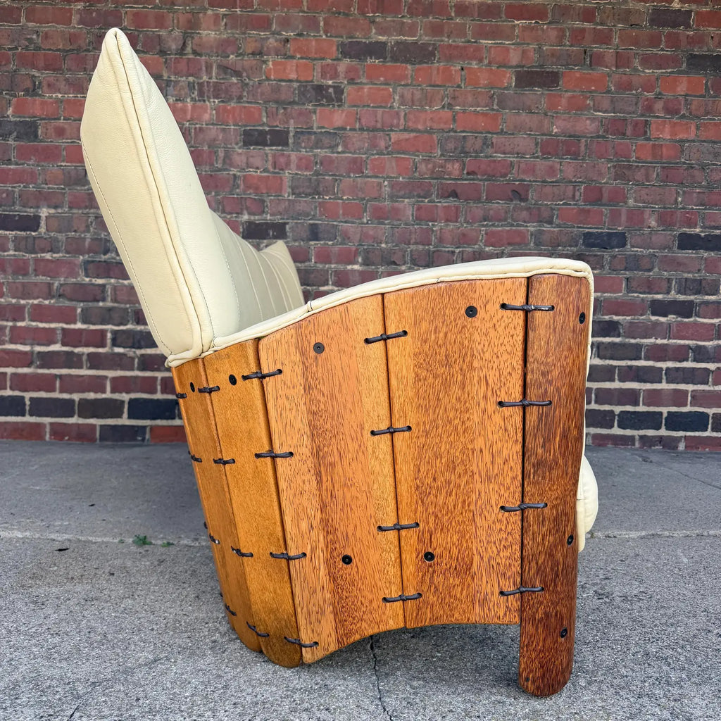 Pacific Green “Moorea” Leather and Palmwood Sofa