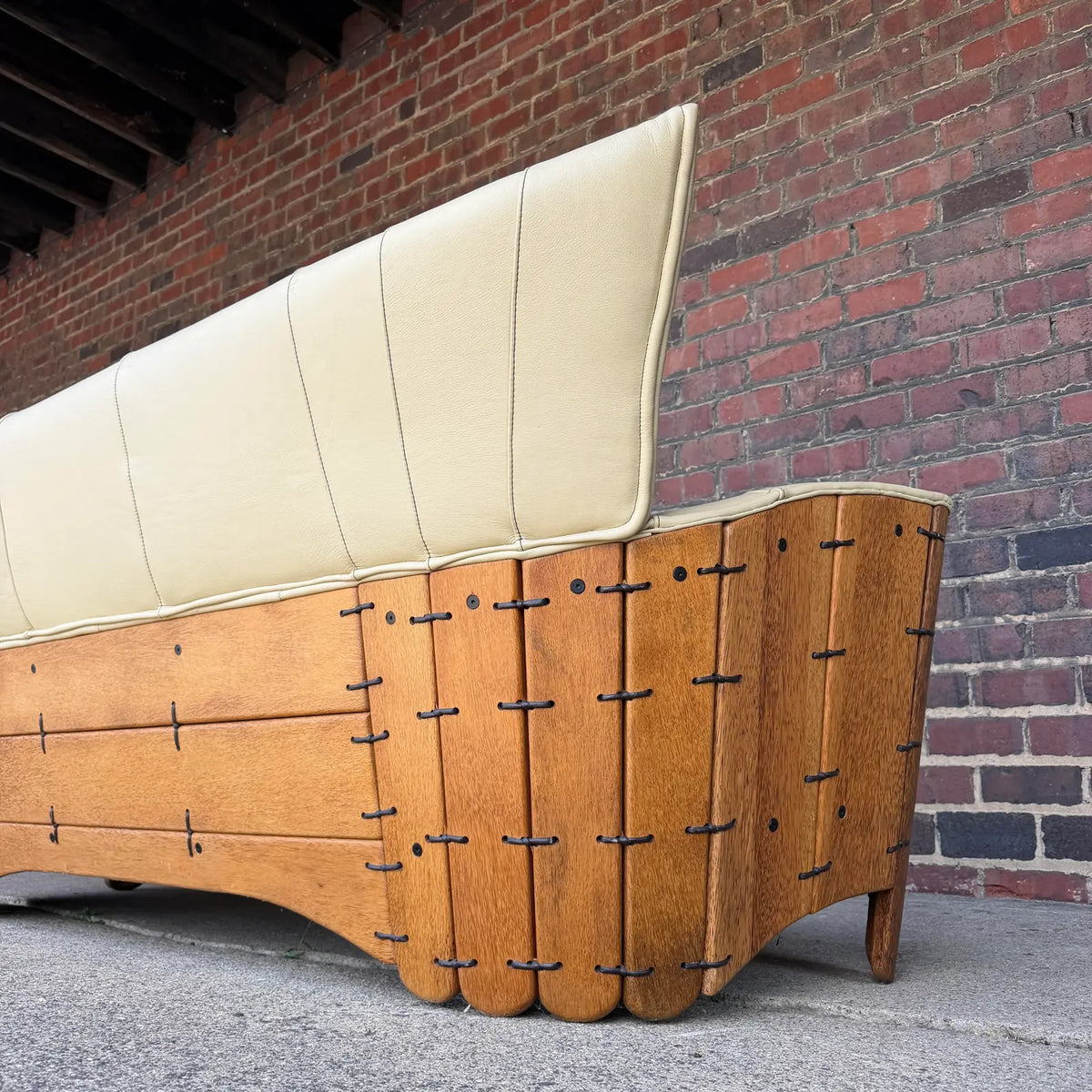 Pacific Green “Moorea” Leather and Palmwood Sofa