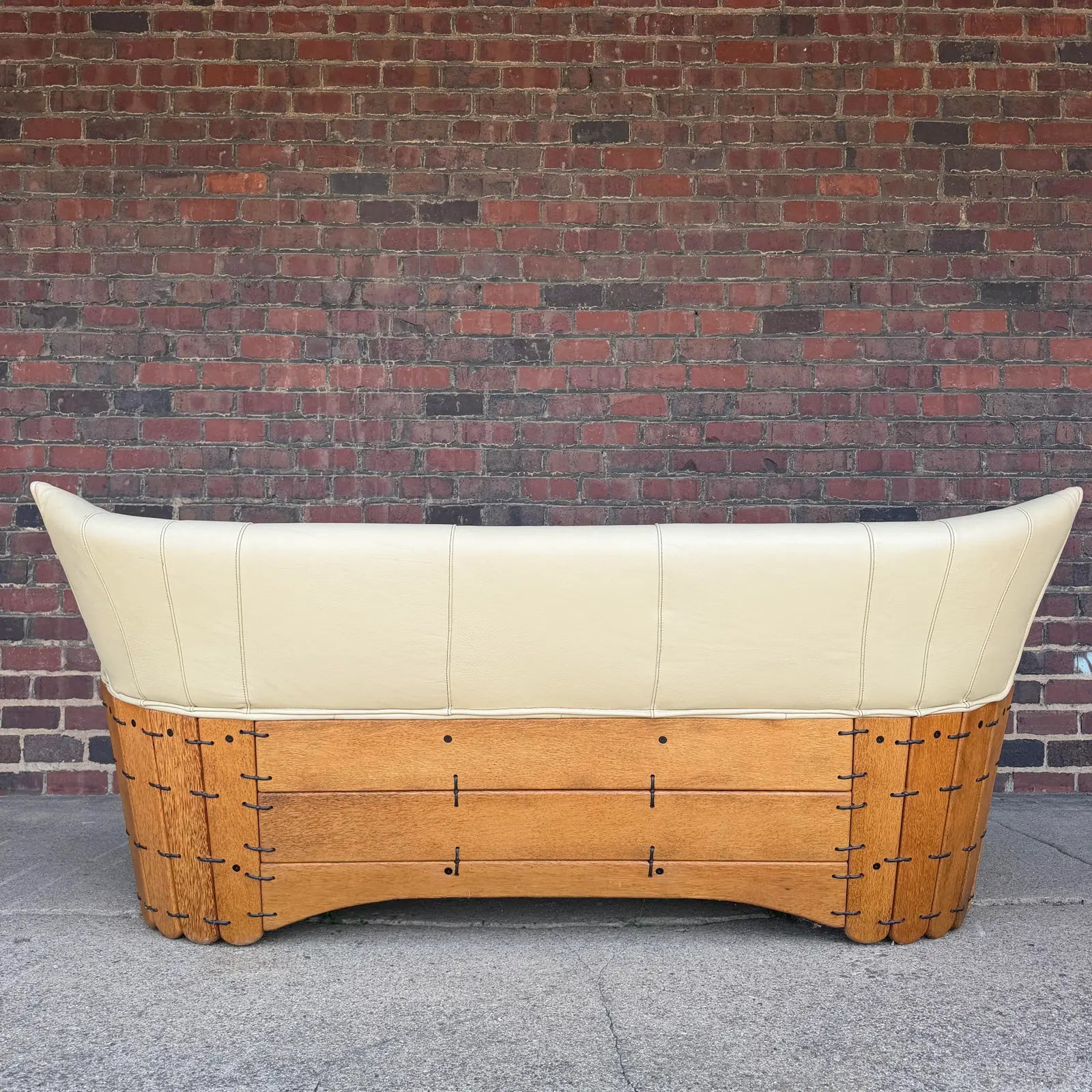 Pacific Green “Moorea” Leather and Palmwood Sofa