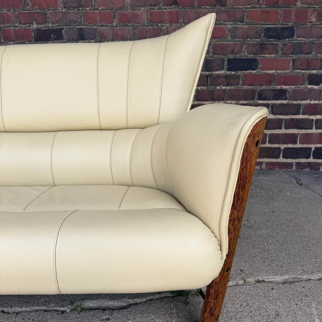 Pacific Green “Moorea” Leather and Palmwood Sofa