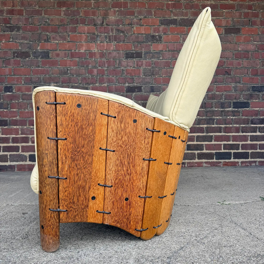 Pacific Green “Moorea” Leather and Palmwood Sofa