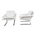 Pair of 1980’s Chrome Base Lounge Chairs Cantilevered