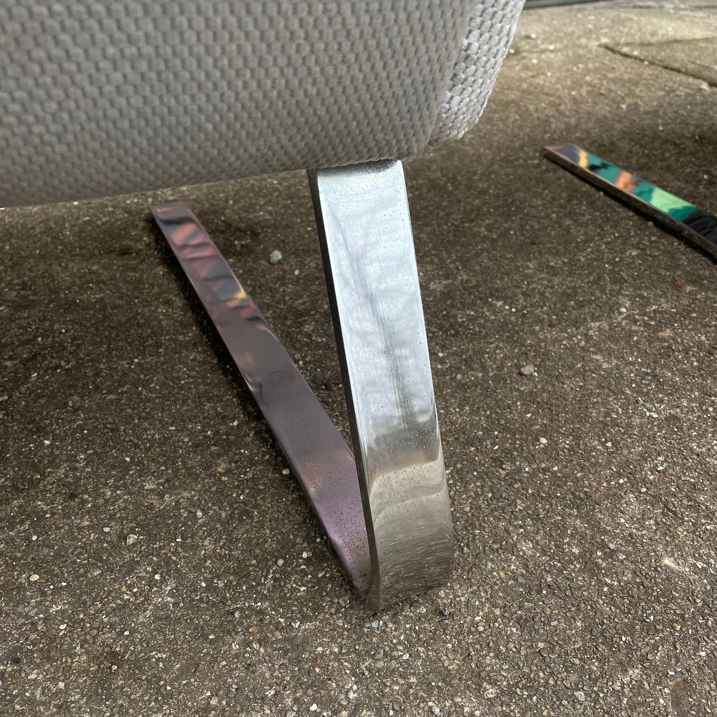 Pair of 1980’s Chrome Base Lounge Chairs Cantilevered