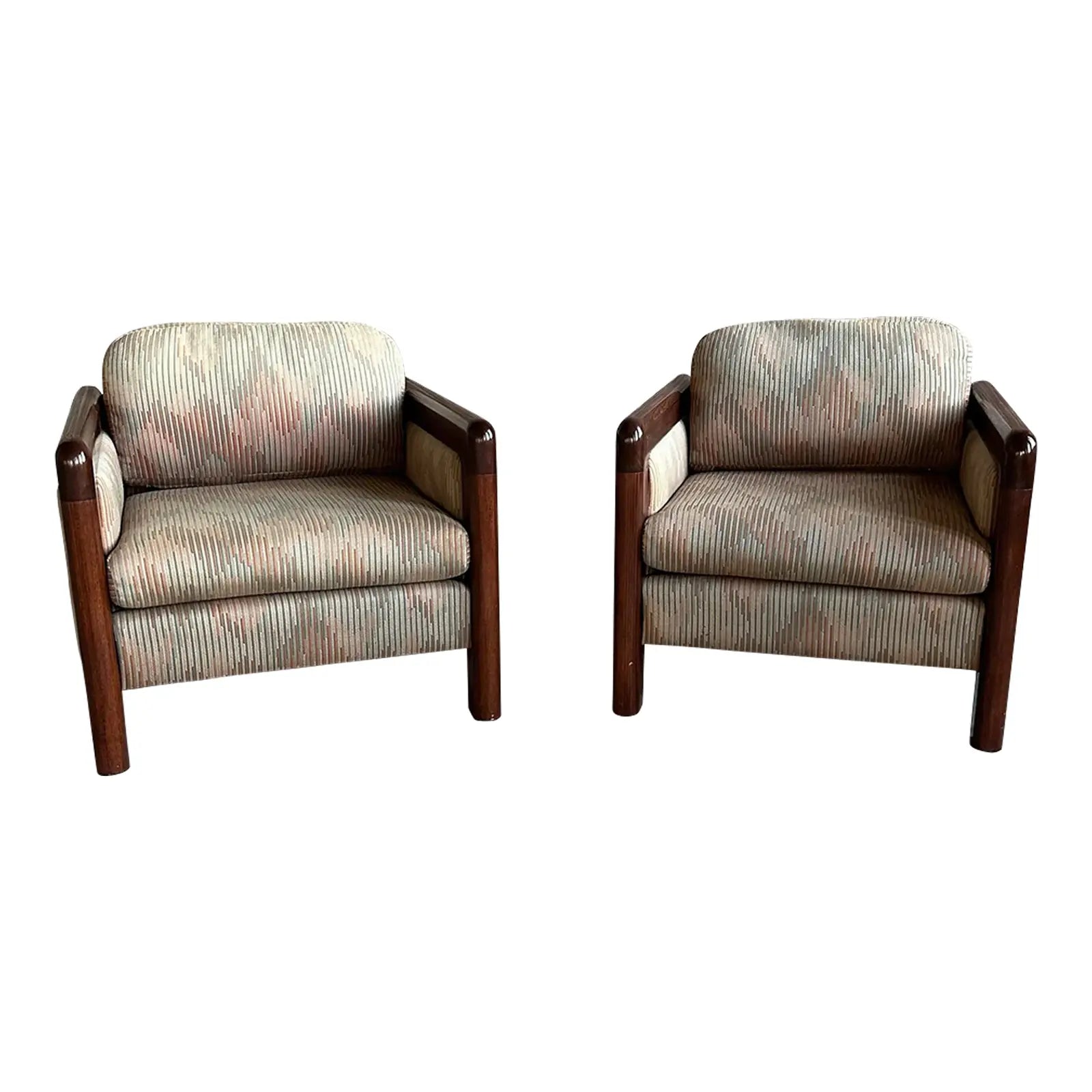 Pair of 1980s David Edward Company Club Chairs