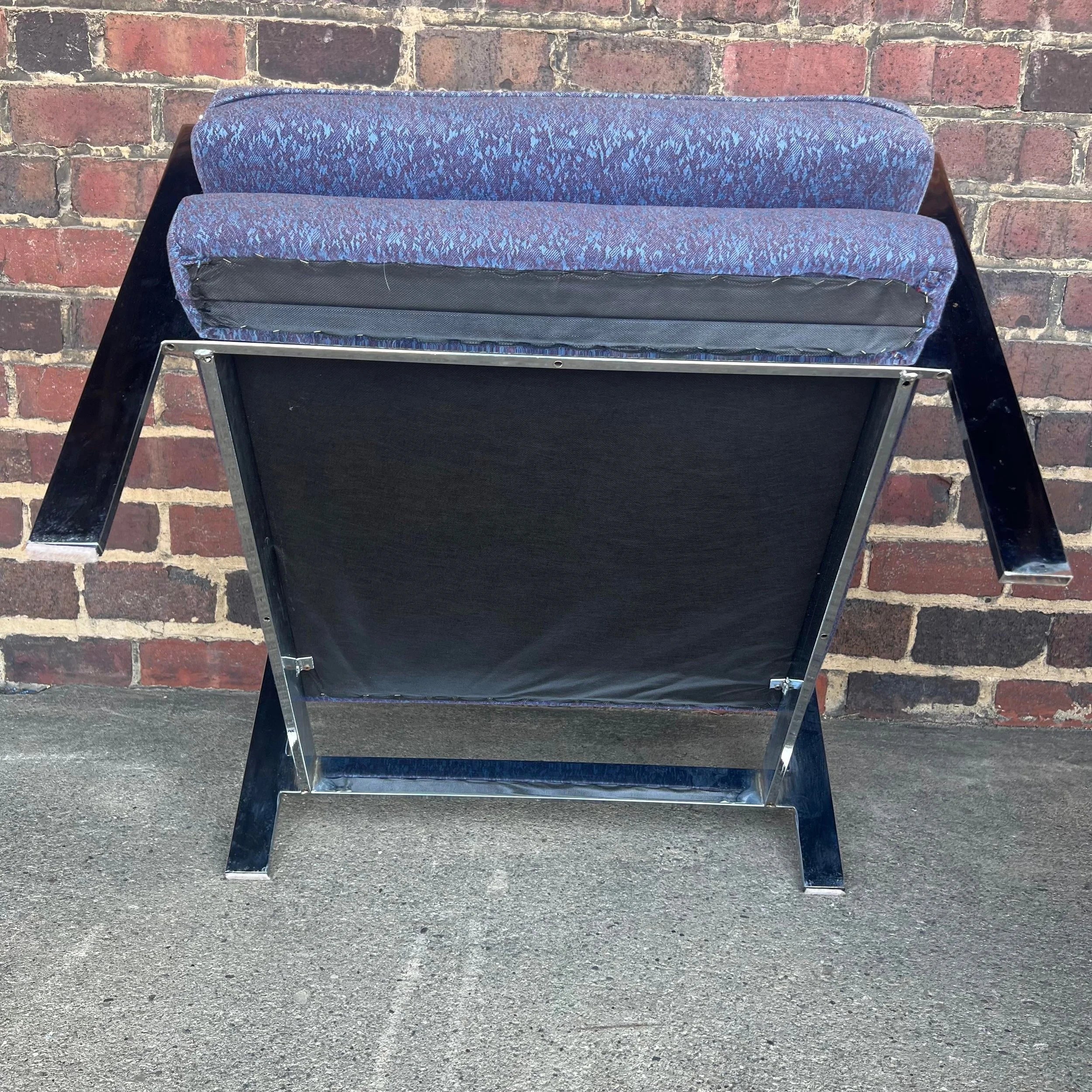 Pair of 80s Cy Mann Chrome Based Club Chairs Milo Baughman Style