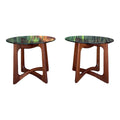 Pair of Adrian Pearsall Walnut and Glass Side Tables