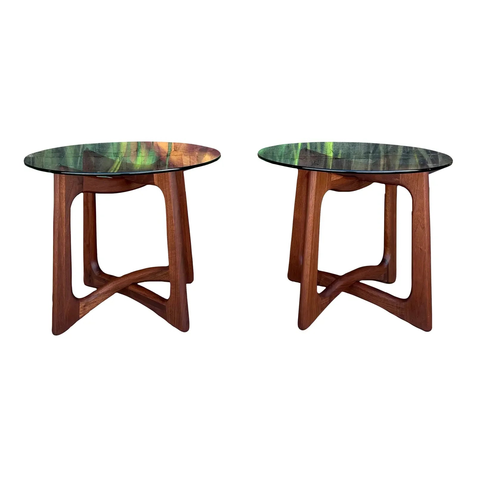 Pair of Adrian Pearsall Walnut and Glass Side Tables