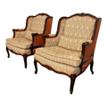 Pair of Antique Wing Back Club Chairs French Provincial