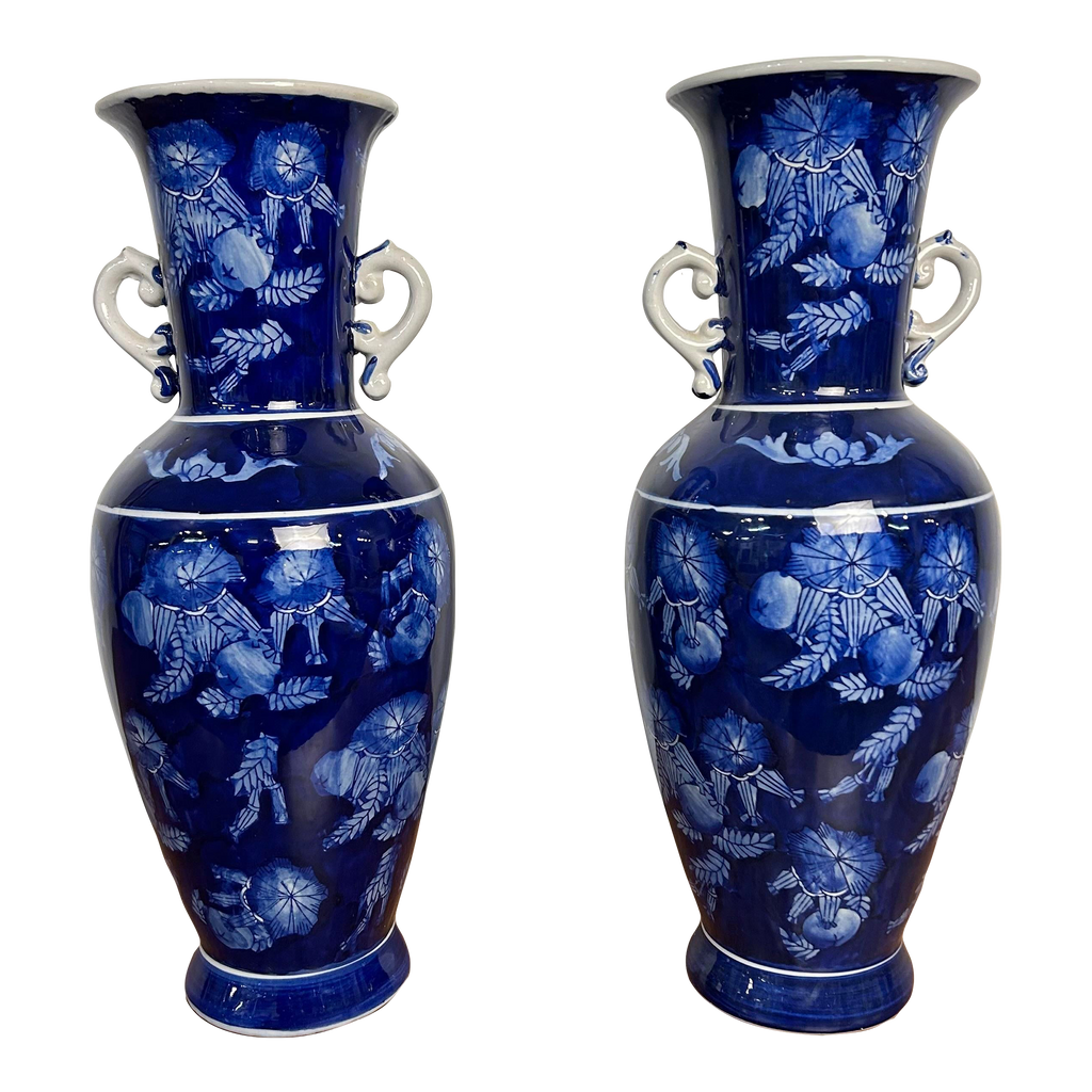 Pair of Blue Ceramic Vases
