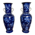 Pair of Blue Ceramic Vases