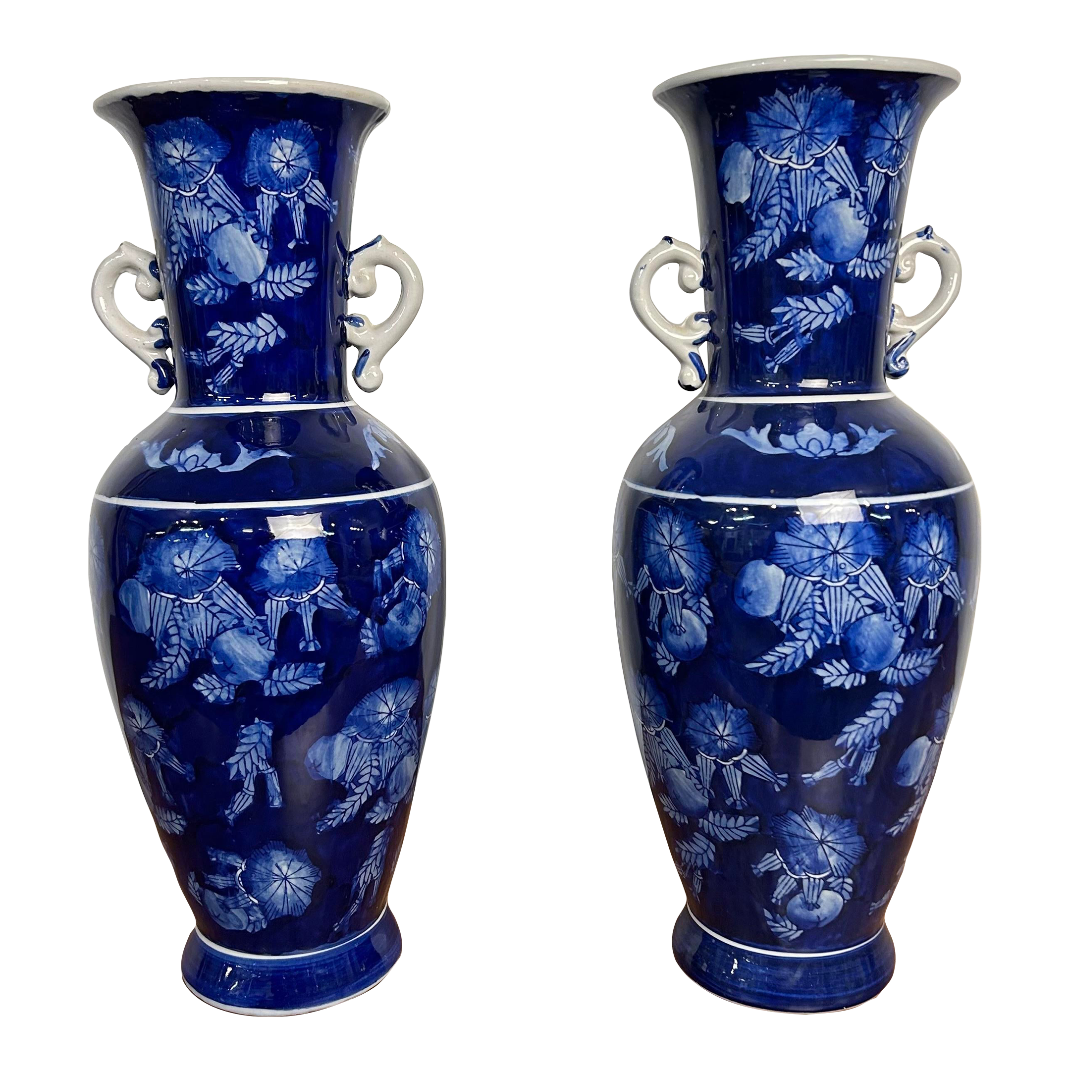 Pair of Blue Ceramic Vases