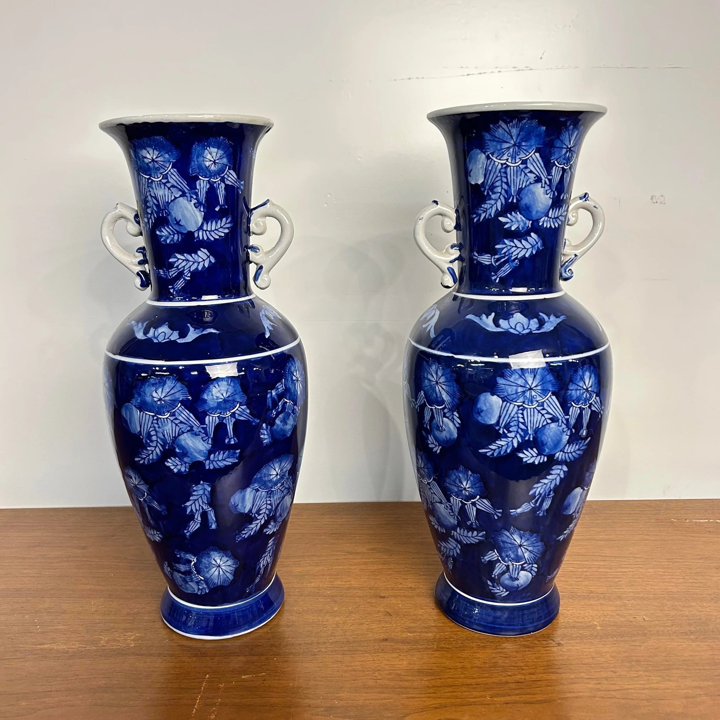 Pair of Blue Ceramic Vases