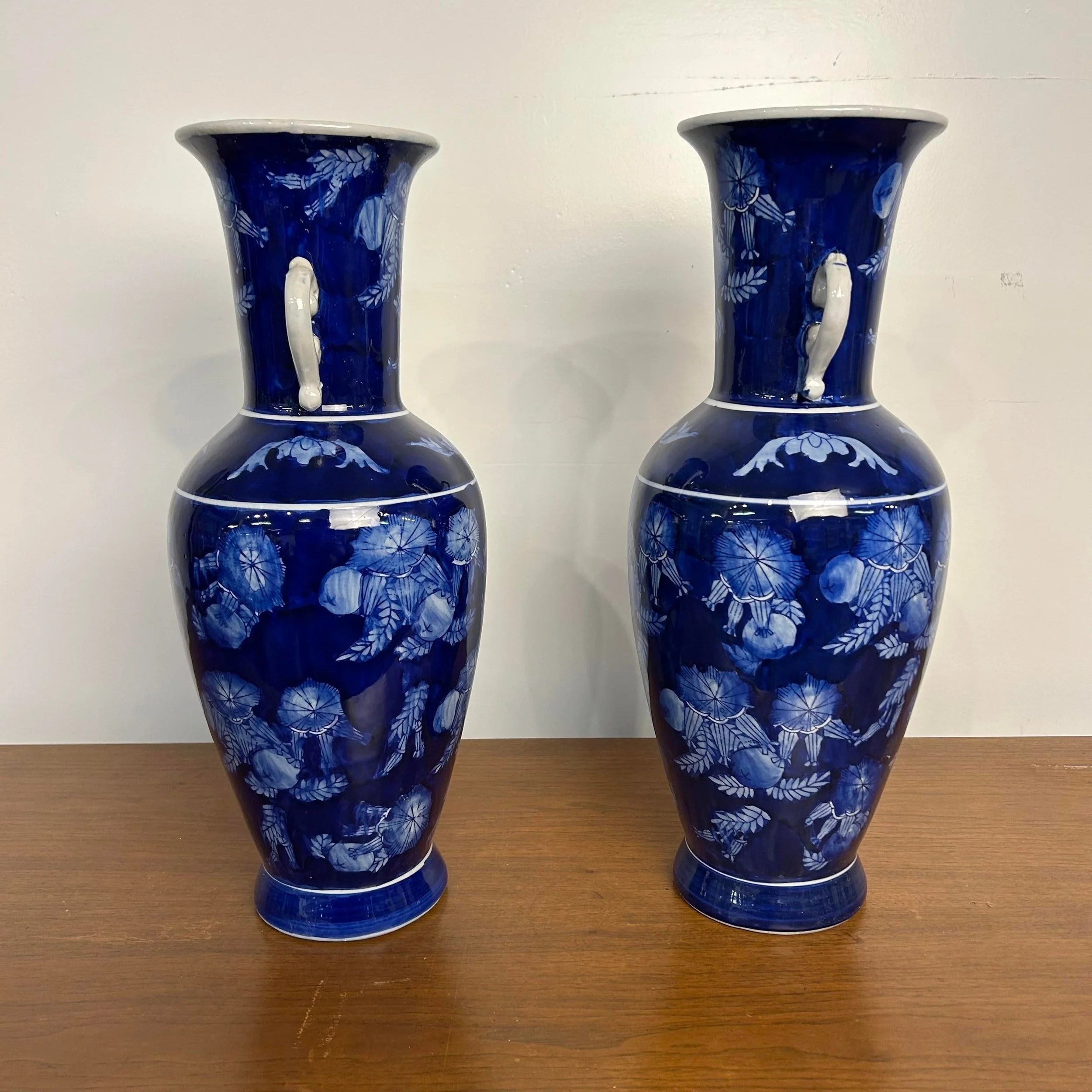 Pair of Blue Ceramic Vases