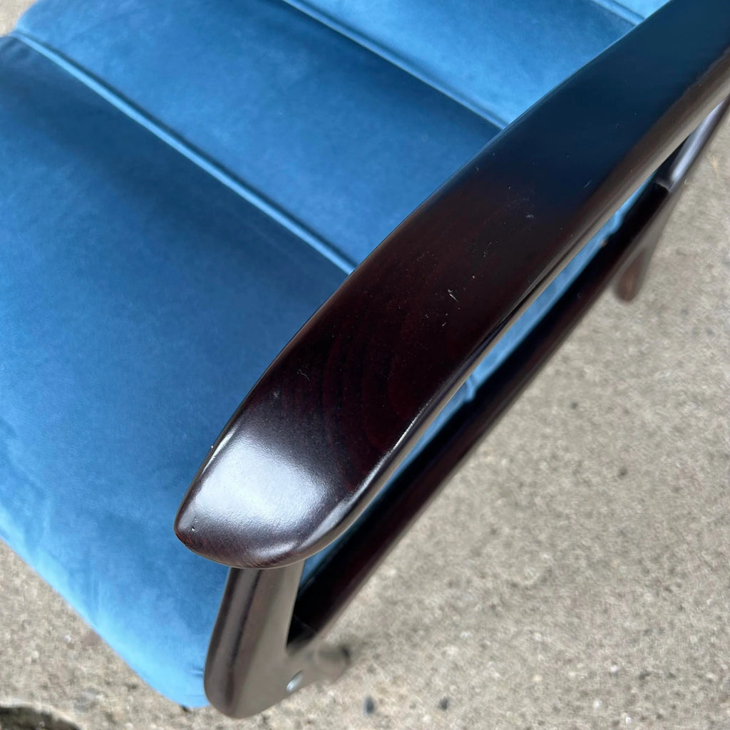 Pair of Blue Velvet Lounge Chairs Newer With Italian Styling