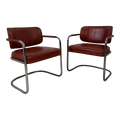 Pair of Chrome and Leather Chairs by Brayton International Collection